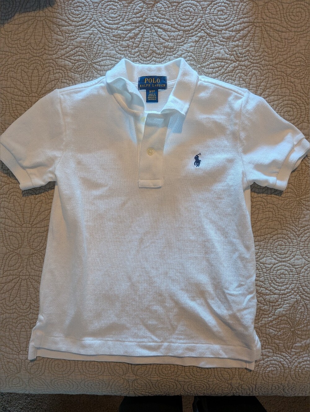 Polo by Ralph Lauren White Boys' Polo Shirt with Navy Pony
